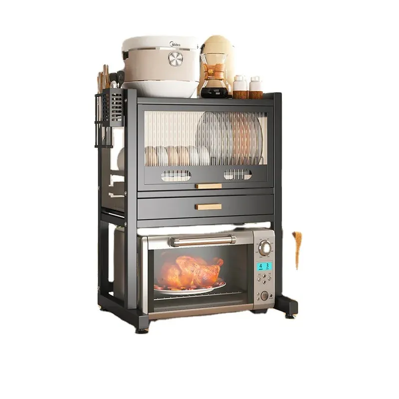 مطبقيّة ومنظم الميكرويف متعددة الاستخدام – منظم مطبخ ستانلس ستيل بتصميم عصري