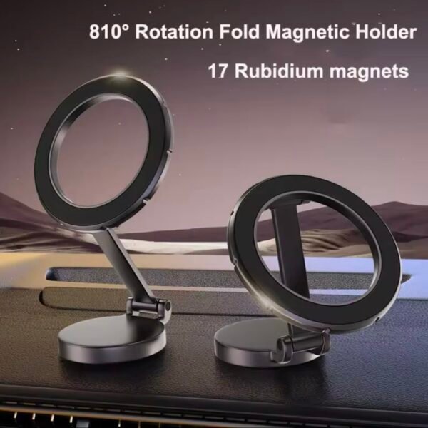 حامل مغناطيسي للهاتف قابل للطي والدوران 810° – مزوّد بـ 17 مغناطيس روبيديوم قوي