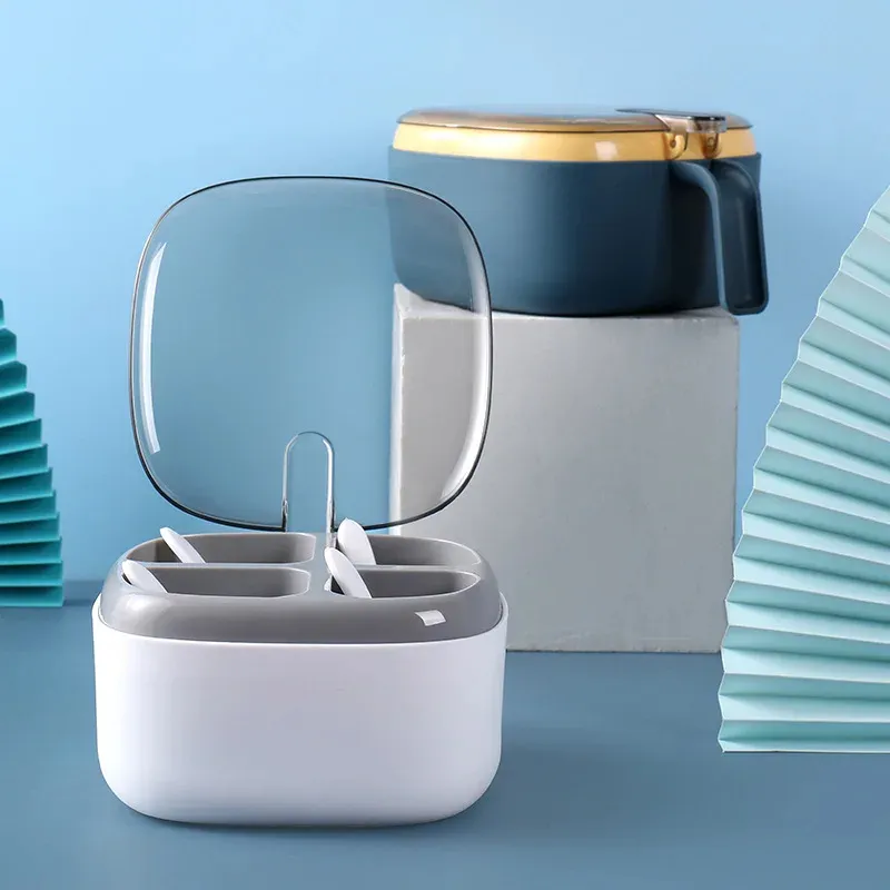 علبة تخزين متعددة الأقسام بغطاء شفاف