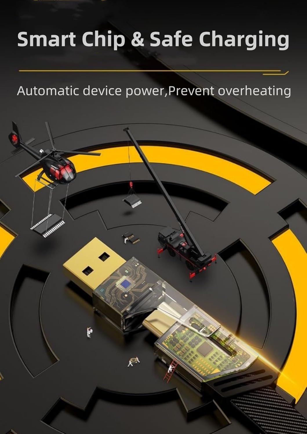 كابل شاحن USB متعدد 15 سم، شحن سريع 65 واط 3 في 1 (Lightning, Type-C & Micro USB)